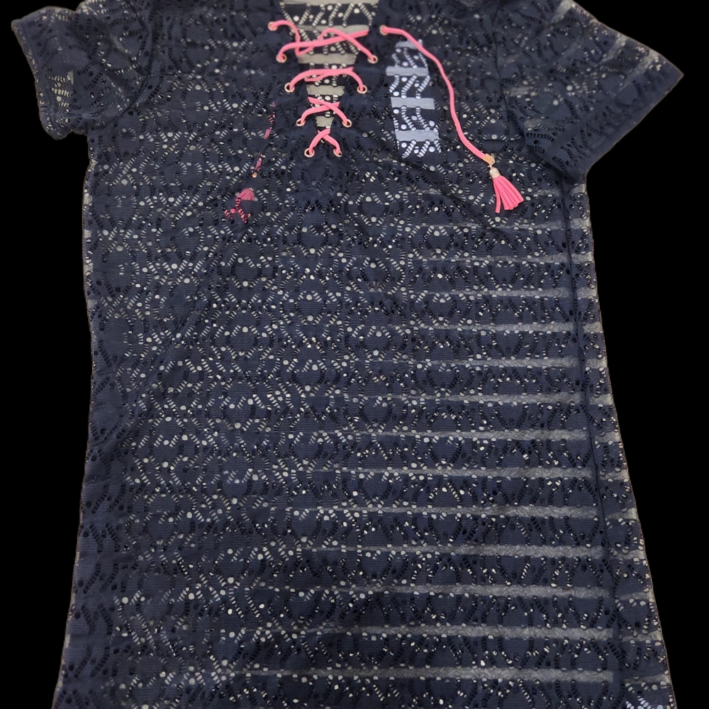 Ingear Navy and Pink Lace-Up Swim Coverup
